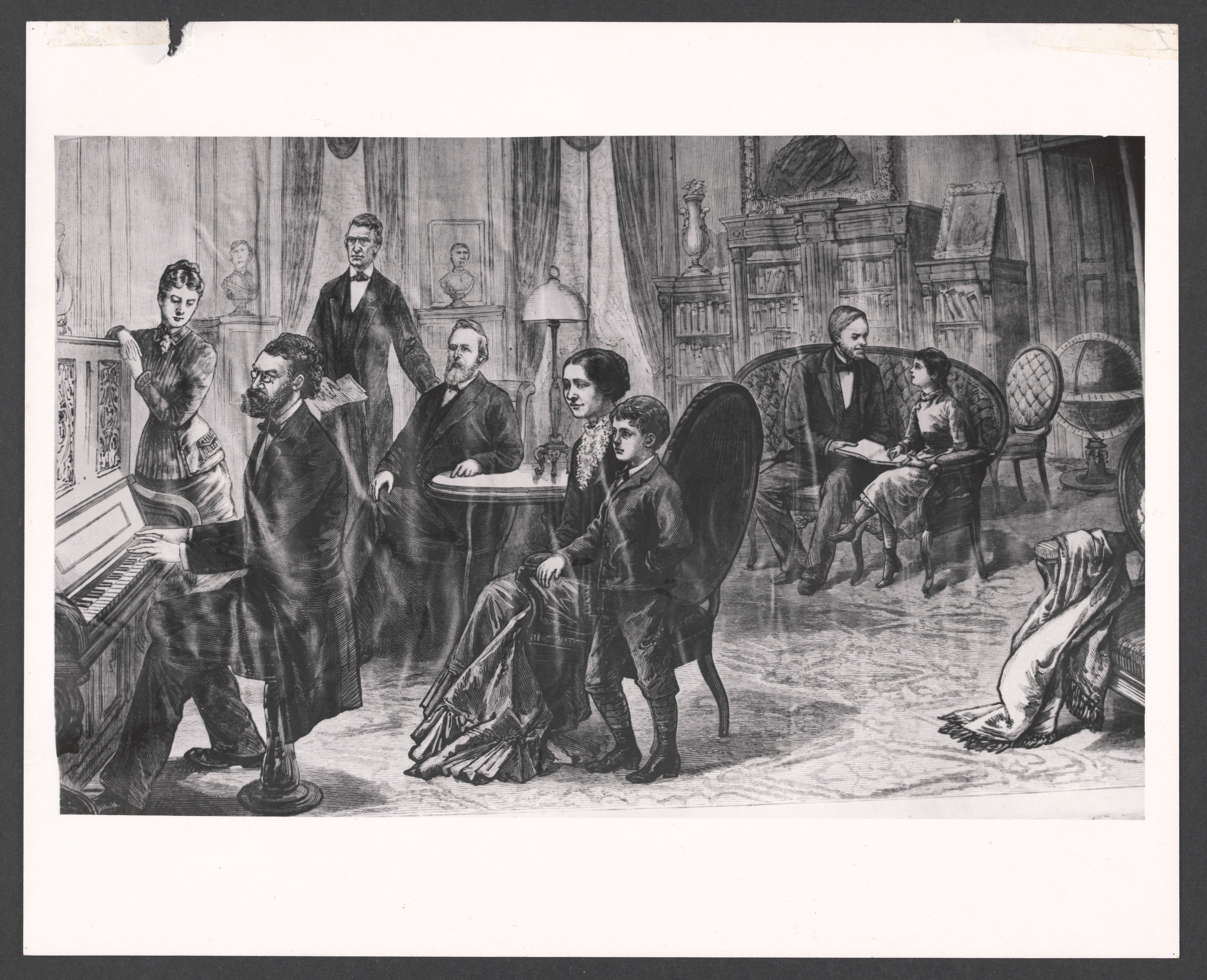 Präsident Rutherford B. Hayes und seine Familie im Weißen Haus, Carl Schurz am Klavier