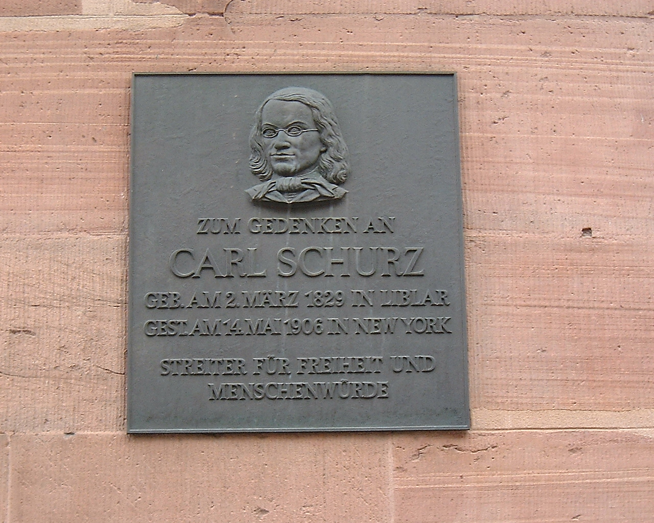 Memorial relief for Carl Schurz, Part of the wall of the Frankfurter Paulskirche