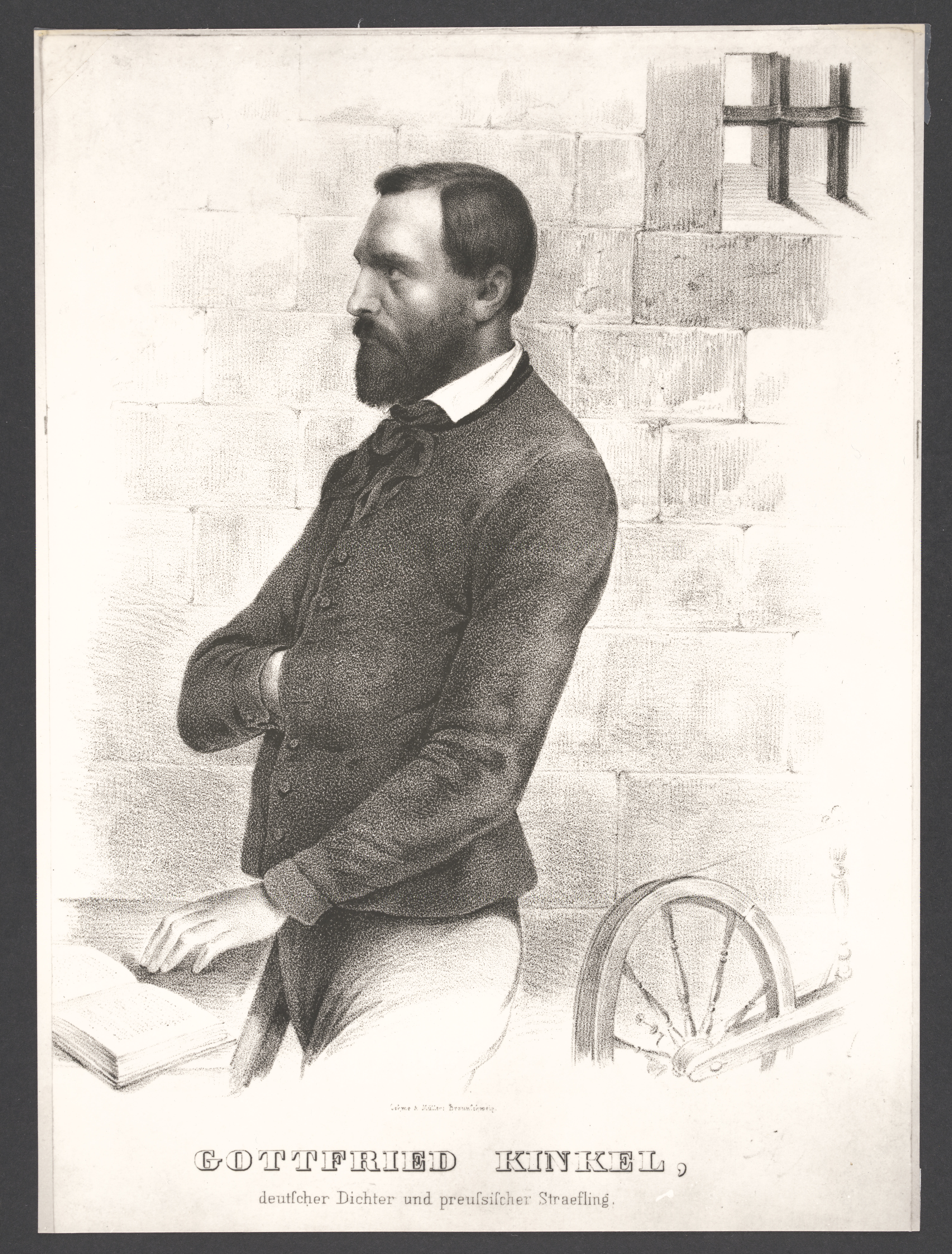Reprofotografie eines Porträts von Gottfried Kinkel im Gefängnis. "Gottfried Kinkel, deutscher Dichter und preußischer Straefling"