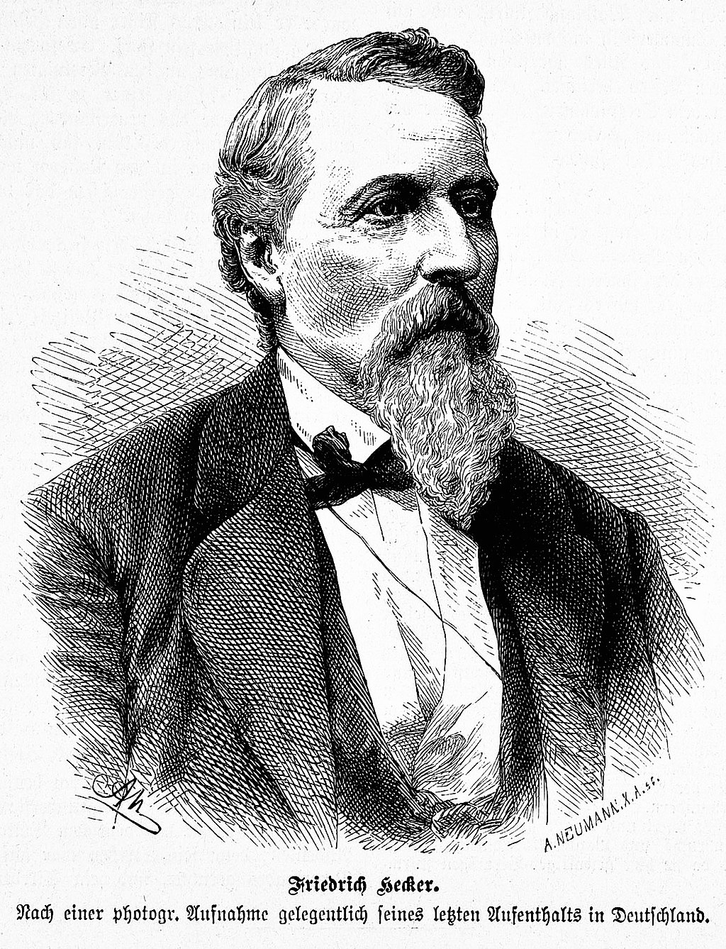 Bild aus Seite 265 in "Die Gartenlaube". Image from page 265 of journal Die Gartenlaube, 1881. Deutsch: Bildunterschrift: „Friedrich Hecker. Nach einer photogr. Aufnahme gelegentlich seines letzten Aufenthalt in Deutschland“