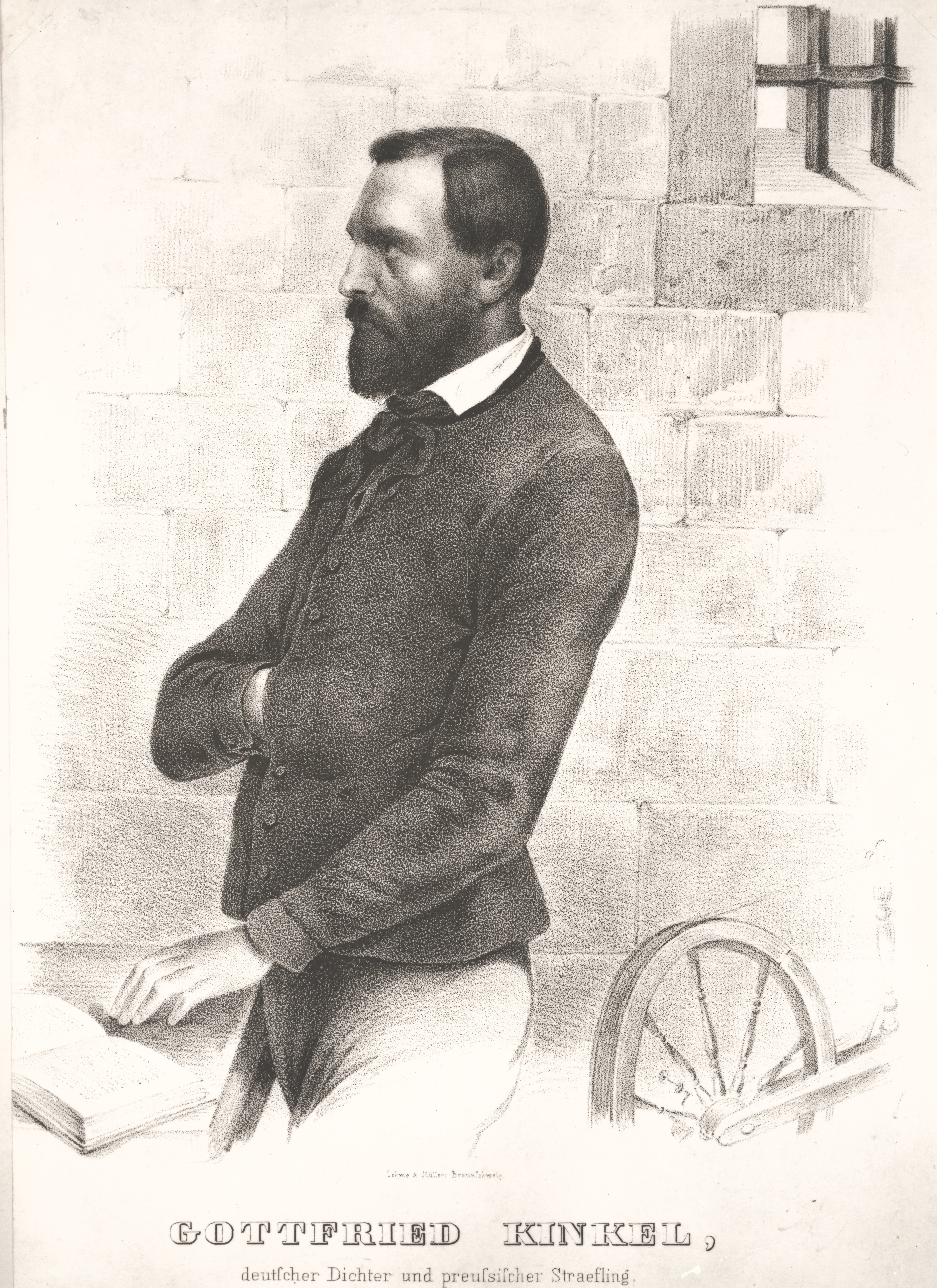 Reprofotografie eines Porträts von Gottfried Kinkel im Gefängnis. "Gottfried Kinkel, deutscher Dichter und preußischer Straefling"